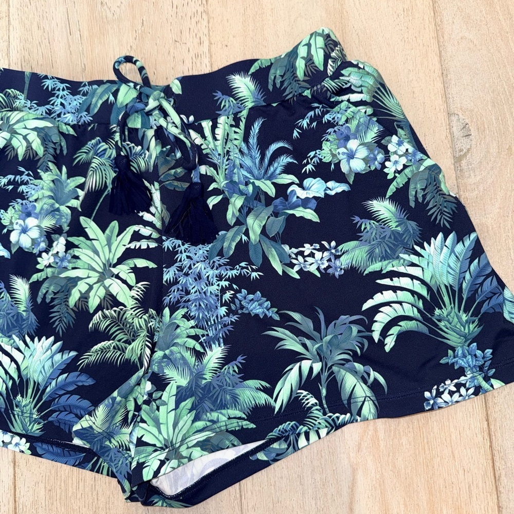 NWOT Tommy Bahama Navy Tropical Art Of Palms Swimsuit Cover Up Shorts XXS - Picture 4 of 7